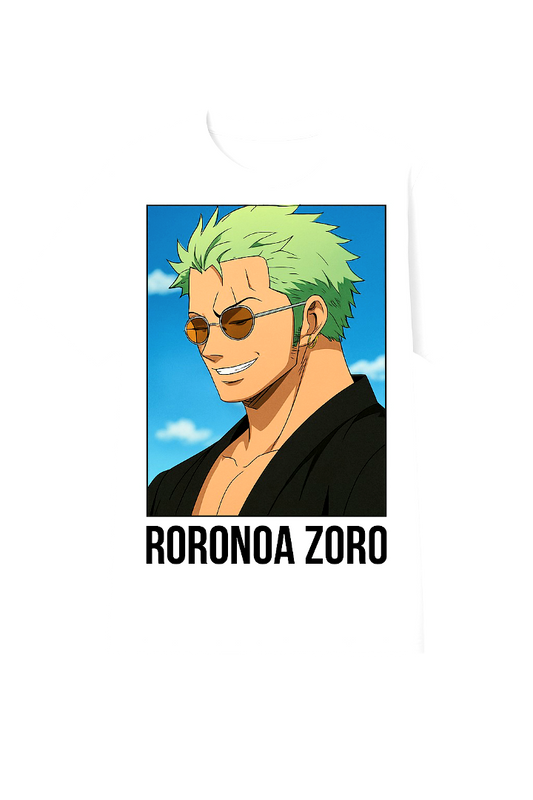 Drago.fit Beyaz Roronoa Zoro Anime Baskılı Tişört