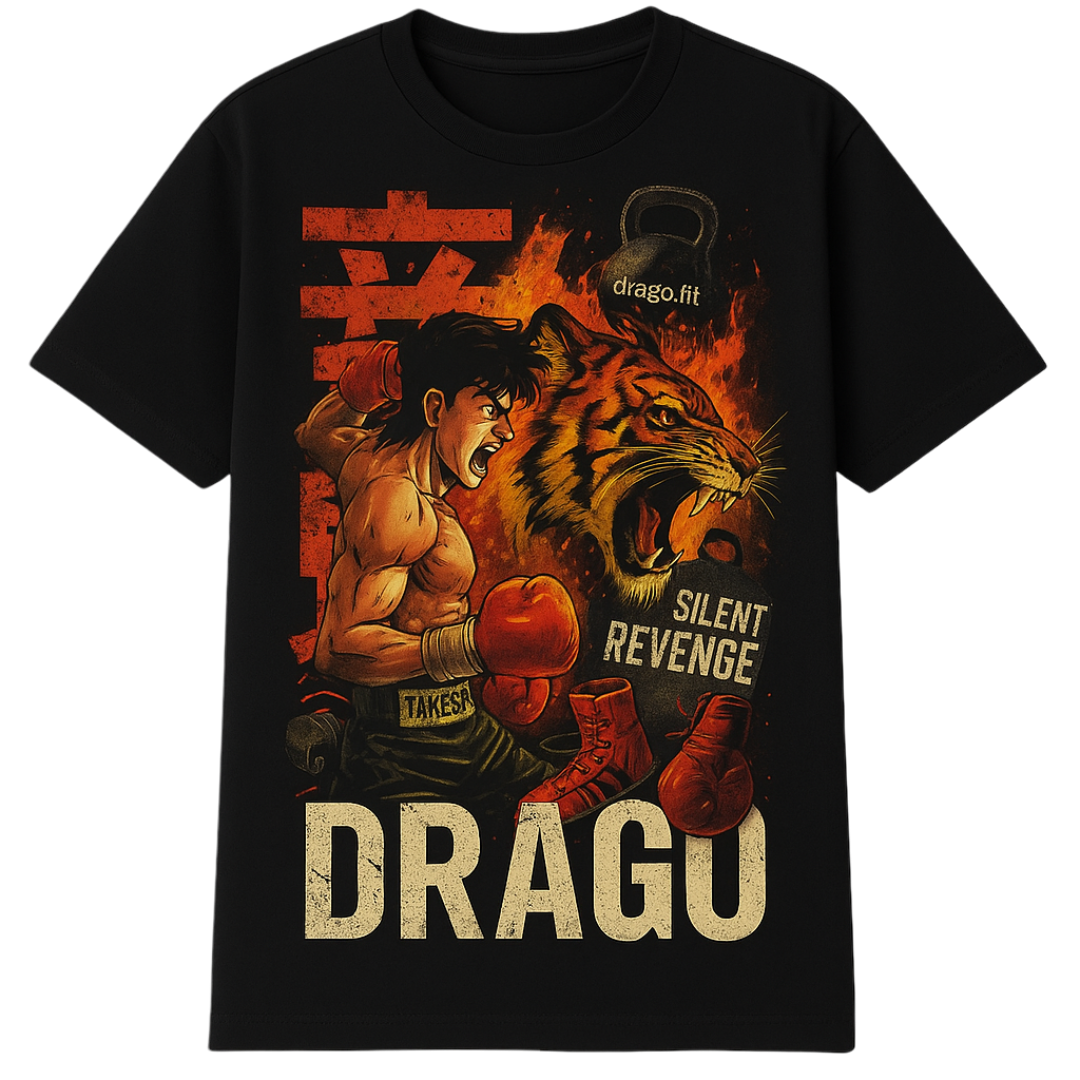 Drago.fit Siyah Silent Revenge Anime Baskılı Tişört