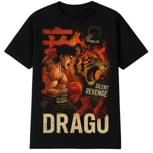 Drago.fit Siyah Silent Revenge Anime Baskılı Tişört